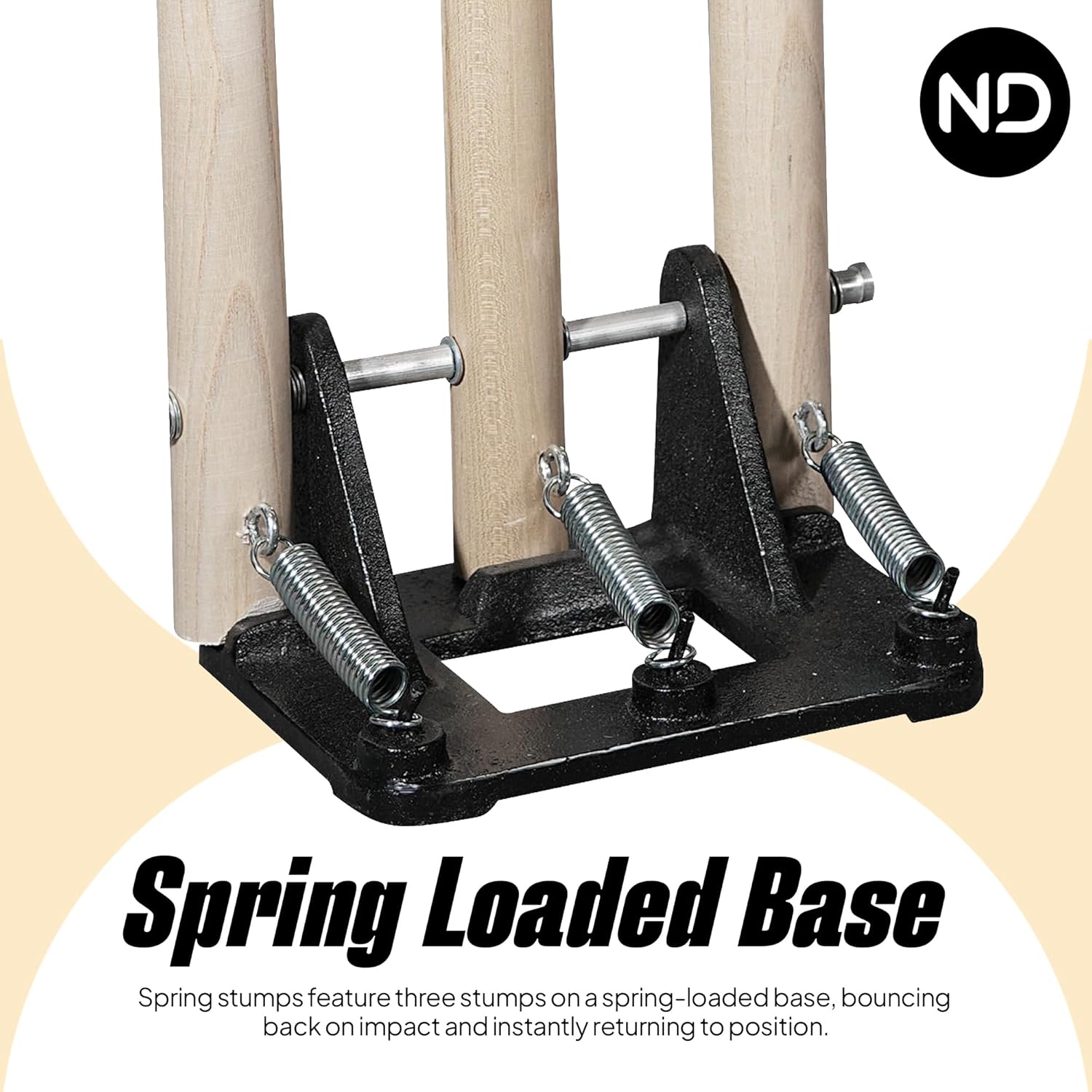 ND Sports Cricket Wickets with Bails & Metal Base – Durable & Weather-Resistant Cricket Stumps Set for Training & Matches