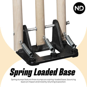 ND Sports Cricket Wickets with Bails & Metal Base – Durable & Weather-Resistant Cricket Stumps Set for Training & Matches