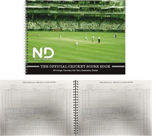 Load image into Gallery viewer, ND Sports Soft Cricket Scorebook – Wirebound Match Scorer Book with White Pages – 48 or 60 Innings – Easy-to-Use Layout with Summary &amp; Declaration Sheets – Ideal for Clubs, Coaches &amp; Schools