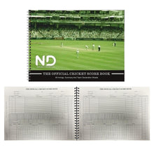 Load image into Gallery viewer, ND Sports Soft Cricket Scorebook – Wirebound Match Scorer Book with White Pages – 48 or 60 Innings – Easy-to-Use Layout with Summary &amp; Declaration Sheets – Ideal for Clubs, Coaches &amp; Schools