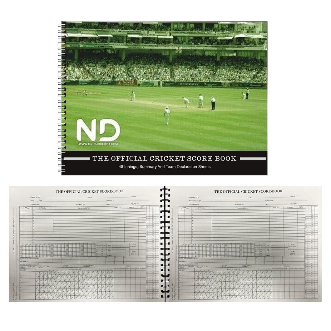 ND Sports Soft Cricket Scorebook – Wirebound Match Scorer Book with White Pages – 48 or 60 Innings – Easy-to-Use Layout with Summary & Declaration Sheets – Ideal for Clubs, Coaches & Schools