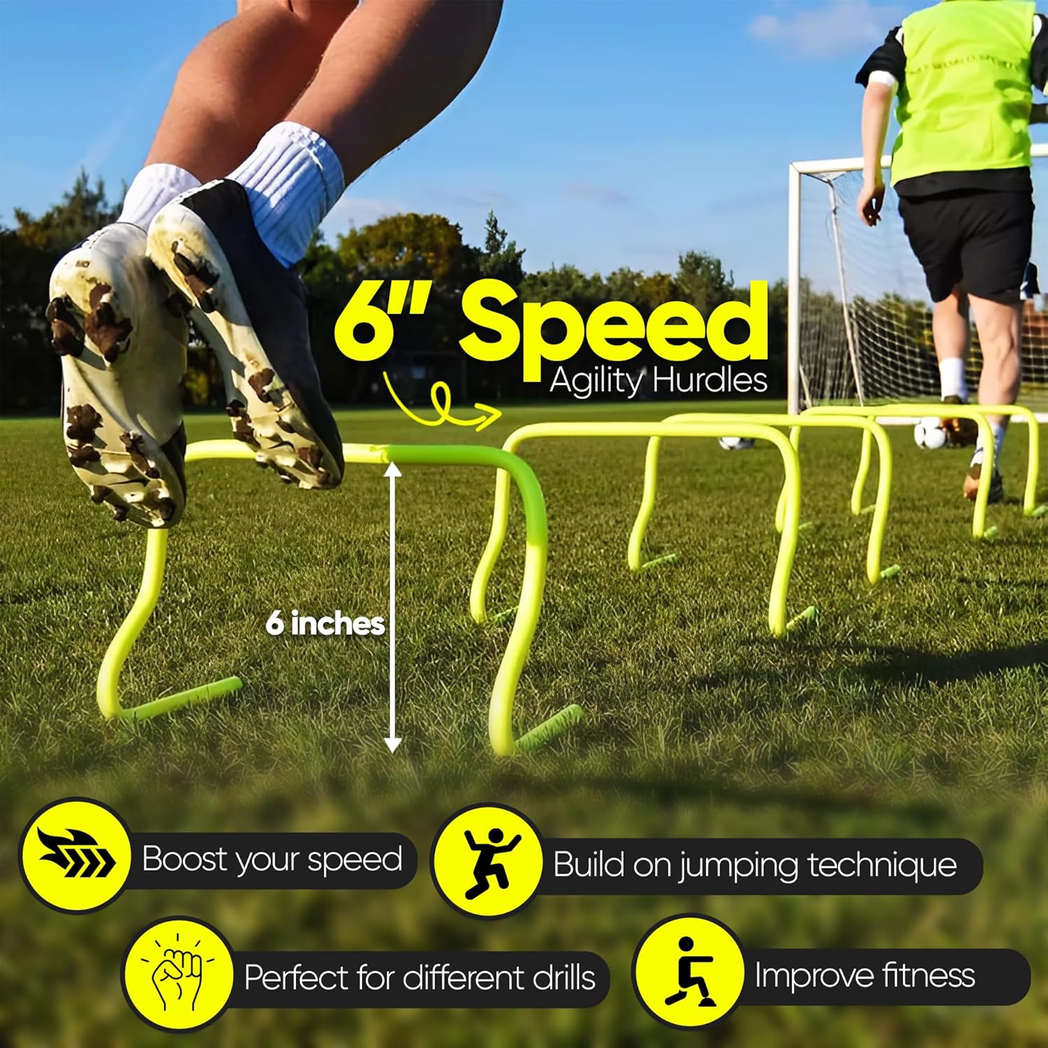 22 Yards Pro Agility Speed Ladder & Cones Football Training Equipment for Kids & Adults Kit Agility Training Footwork Drills | Hurdles Goalkeeper Training Equipment