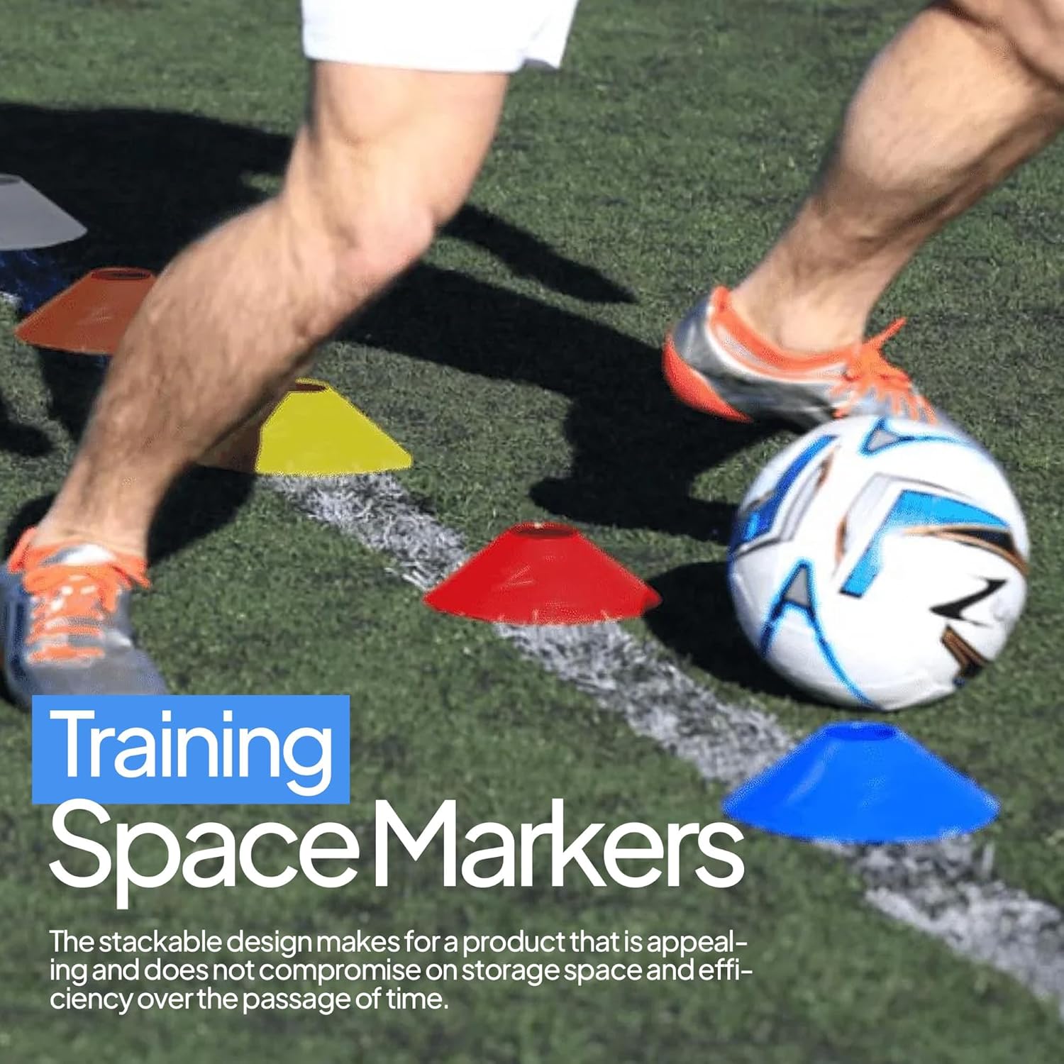 Training Space Marker Cones 25-50 for Speed & Agility Ideal for Sports and Fitness Training Sessions 3+ Colours