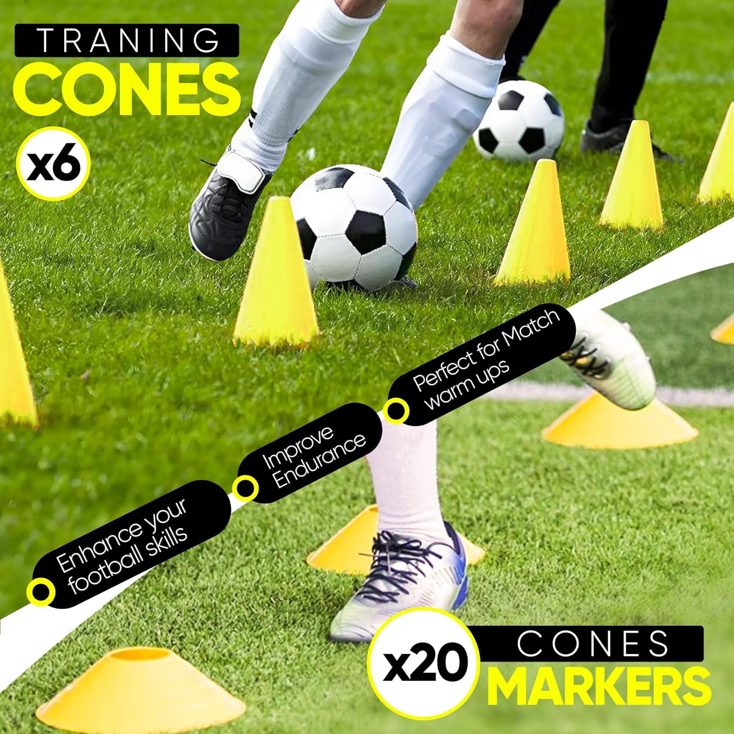 22 Yards Pro Agility Speed Ladder & Cones Football Training Equipment for Kids & Adults Kit Agility Training Footwork Drills | Hurdles Goalkeeper Training Equipment