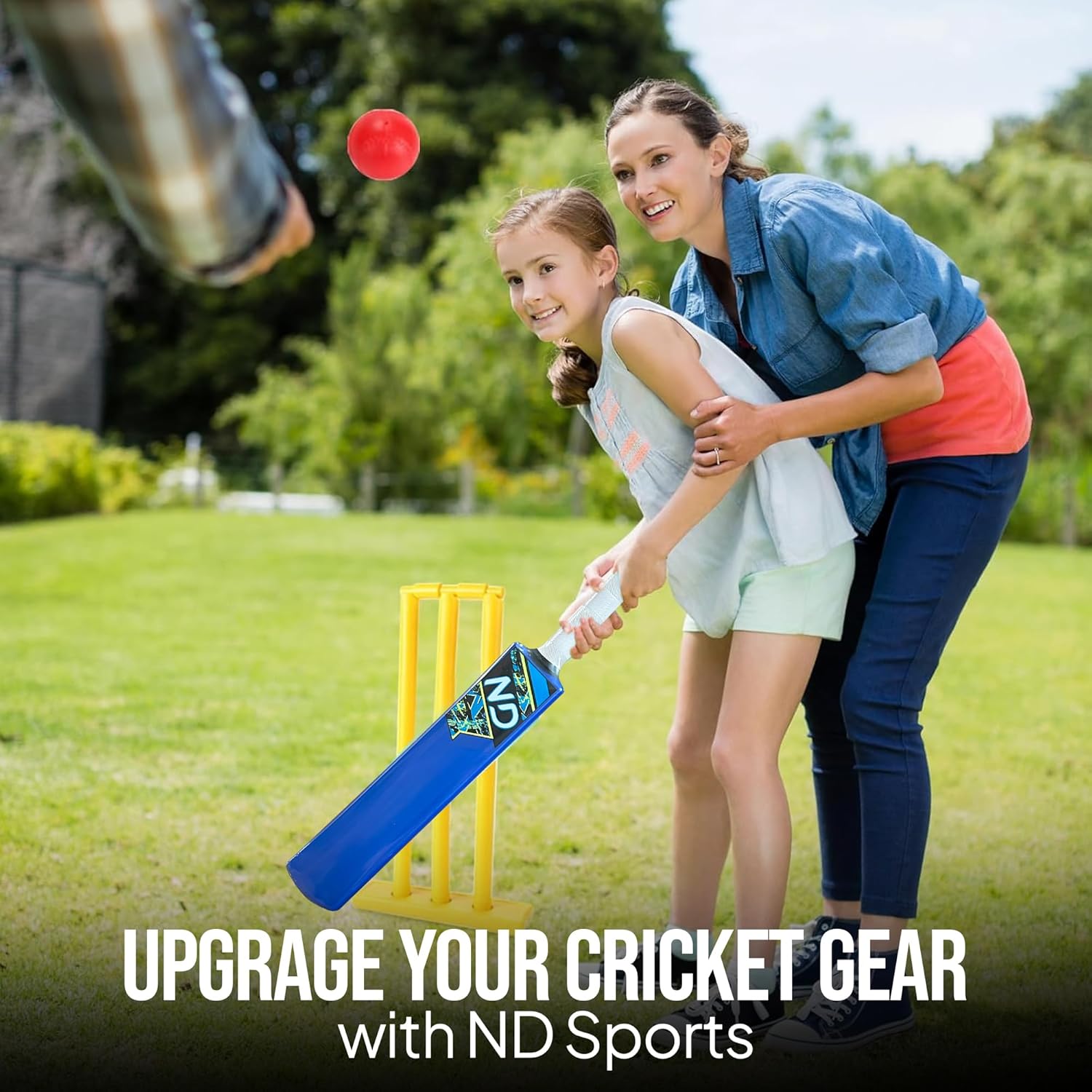 ND Sports Kids Cricket Set – Complete Plastic Cricket Kit for Children – Lightweight & Durable – Includes Bat and Ball, – Outdoor & Indoor Play for Young Cricket Enthusiasts