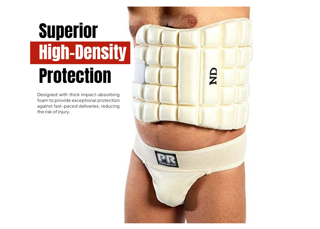 ND Sports Cricket Chest Guard Pad | High-Density Foam Protection | Towelled Back for Comfort | Shock-Absorbing Design | Ideal for Batsmen