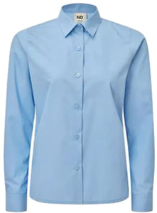 Girls White Blue Long Sleeve Uniform Blouse 22-48 Chest Buy 1 Get 1 Free UK