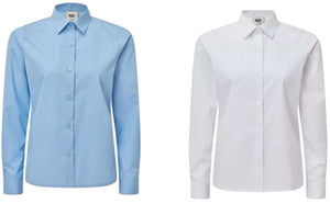 Girls White Blue Long Sleeve Uniform Blouse 22-48 Chest Buy 1 Get 1 Free UK