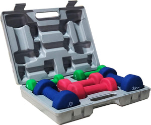 ND Sports Gym Fitness Exercise 12kg Dumbbell Hand Weights Set & Case