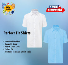 Load image into Gallery viewer, Girls White Blue Long Sleeve Uniform Blouse 22-48 Chest Buy 1 Get 1 Free UK