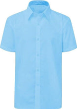 Load image into Gallery viewer, Boys White Blue Short Sleeve School Uniform Shirt Age 2 to 18 Years UK