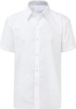 Load image into Gallery viewer, Boys White Blue Short Sleeve School Uniform Shirt Age 2 to 18 Years UK