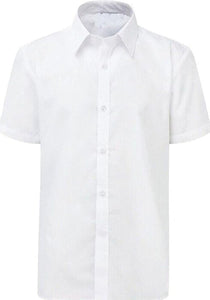 Boys White Blue Short Sleeve School Uniform Shirt Age 2 to 18 Years UK