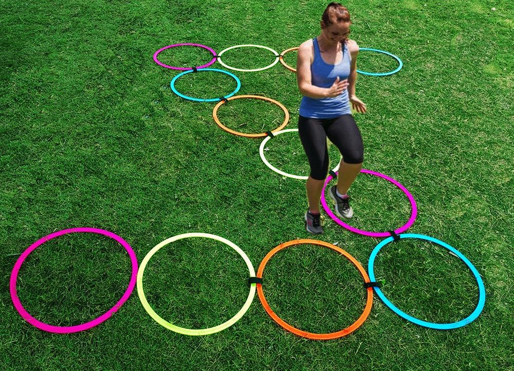 Super Speed Rings Ladder, Set of 12 Pcs Agility Ring Ladder, Football Training Equipment