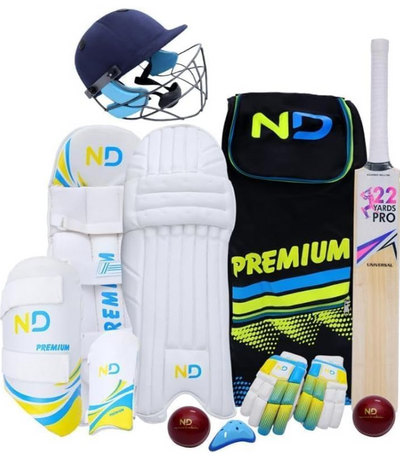 Click to see full view ND Complete Cricket Kit 11pc Set Bat Ball Pad Leg Guard Glove BAT Boys Youths Mens