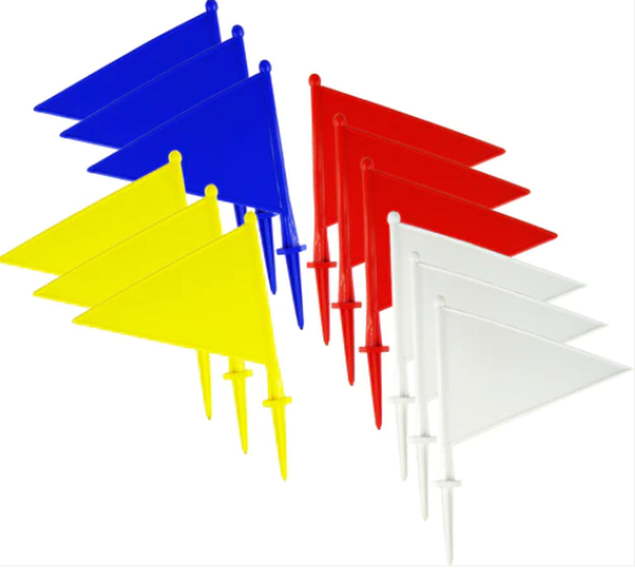 Cricket Boundary Sports Plastic Colour Flags Pack of 4/Pack of 12