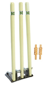 ND Cricket Wooden Spring Return Stumps Metal Base Wickets With Bails