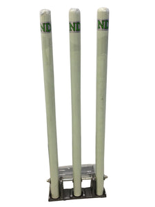 ND Cricket Wooden Spring Return Stumps Metal Base Wickets