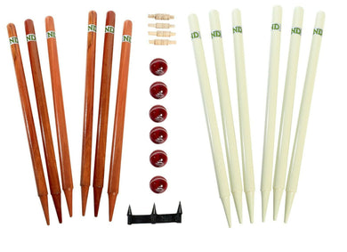 ND Cricket Wooden Stumps Bails Wickets Gauge Balls Set Full Size Coaching Kit