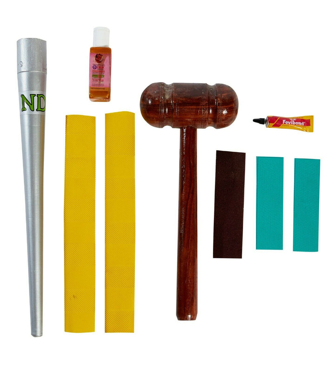 ND Cricket Bat Repair Kit Toe Guard Glue Sand Paper Oil Bat Grip Cone Mallet