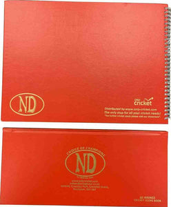 ND Cricket Scorebook 60-100 Innings